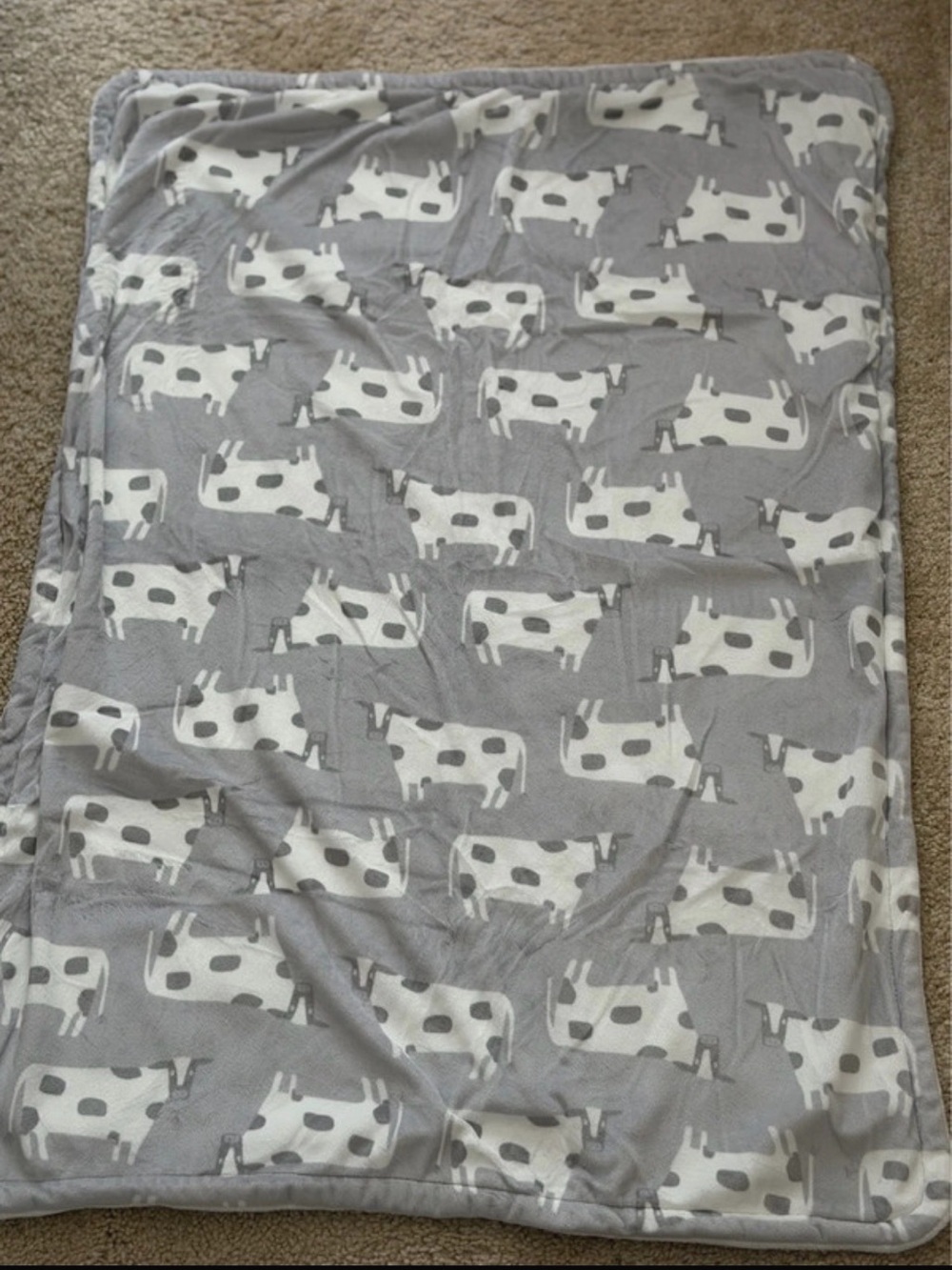 Carter's Gray and White Cow Print Baby Blanket